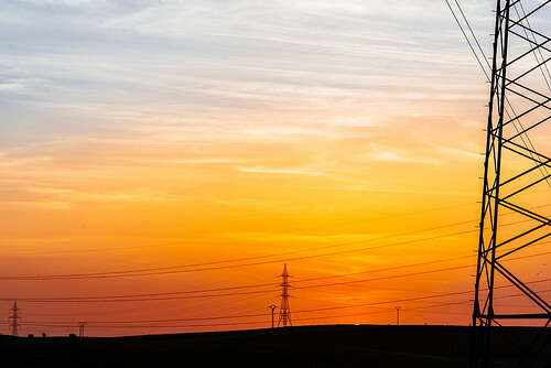 Stromleitungen Sonnenuntergang