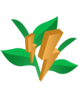 grüne Pflanze mit gelben Blitz