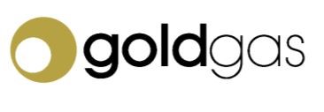 Goldgas logo in schwarz und gold