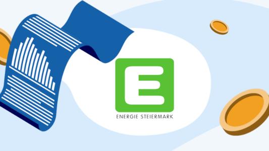 Energie Steiermark Logo mit Vertrag und Münzen