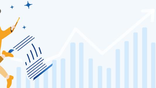 Strompreis Index: Mann steht neben Vertrag und blauen Blitz