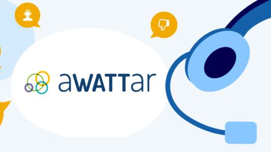 aWATTar Logo mit blauem Headset