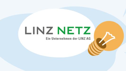 Linz Netz Logo mit gelber Glühbirne