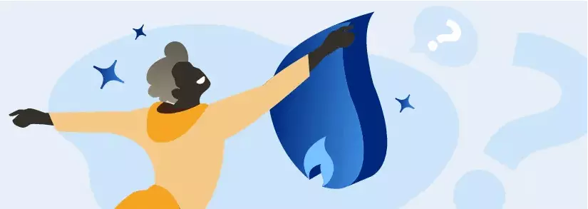 Gelber Mann mit blauer Gasflamme