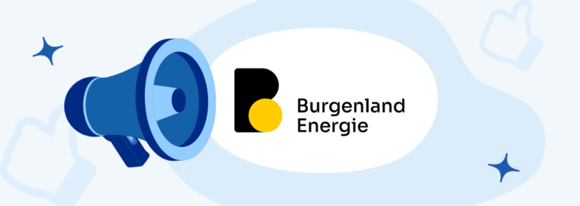 Burgenland Energie Logo mit Lautsprecher, repräsentierend Kundenmeinungen