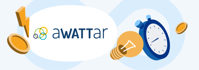 aWATTar Logo mit gelber Glühbirne