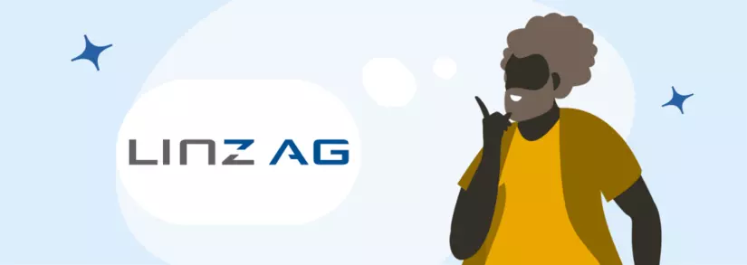 Linz AG Logo und Person, die mit dem Anbieter Kontakt aufnehmen will