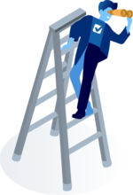 Mann auf Leiter steht für persönlichen go green energy Kontakt