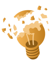 Gelbe zersplitterte Glühbirne