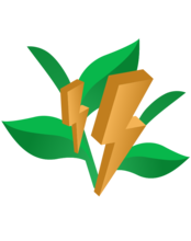 Erneuerbare Energie Österreich Grüne Pflanze und Blitze stehen für Erneuerbare Energie Österreich
