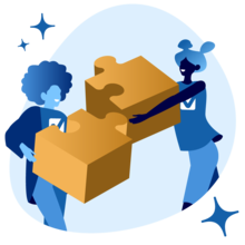 Zwei Frauen mit Puzzleteilen stehen für Montana Vor- und Nachteile