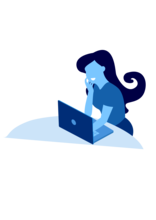 Frau mit Laptop steht für go green energy Kontakt