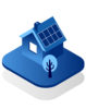 Sonnenkonto bei Burgenland Energie Blaues Haus mit Photovoltaikanlage