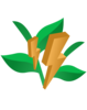 grüne Pflanze mit gelben Blitz
